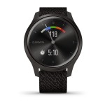 Garmin Vivomove Style - grafitowa aluminiowa koperta z czarną nylonową plecionką [010-02240-23]