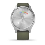 Garmin Vivomove Style - srebrna aluminiowa koperta z ciemnozielonym silikonowym paskiem [010-02240-21]
