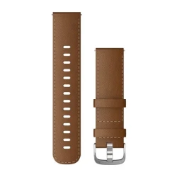 Skórzany pasek Garmin Quick Release 22mm - brązowy ze srebrnym zapięciem [010-12932-24]