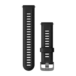 Silikonowy pasek do Garmin Forerunner 955 - czarny z popielatym zapięciem [010-11251-3S]