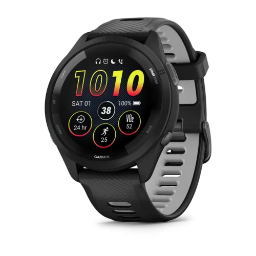 Garmin Forerunner 265 to zaawansowany zegarek multisportowy z kolorowym, dotykowym wyświetlaczem AMOLED w rozmiarze 1,3"