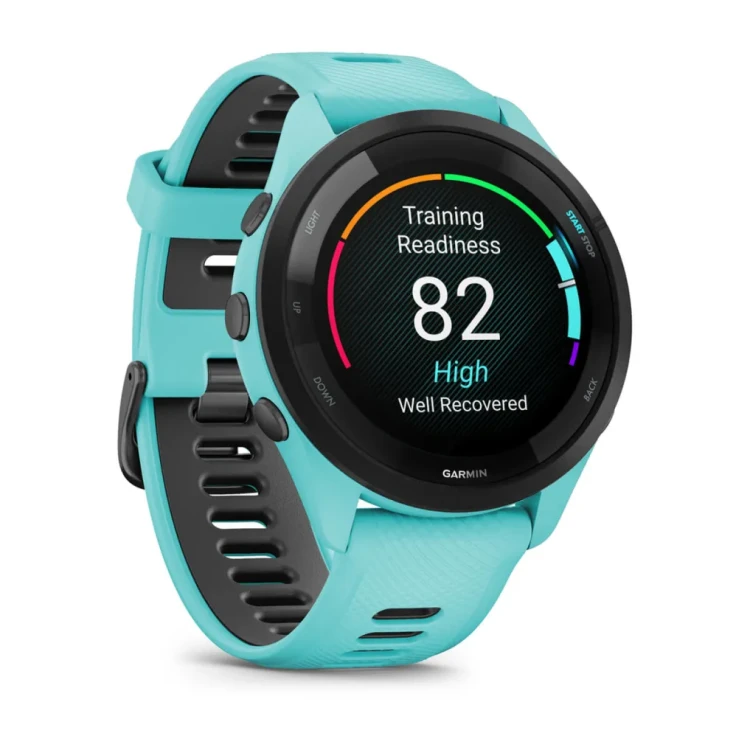 Garmin Forerunner 265 to zaawansowany zegarek multisportowy z kolorowym, dotykowym wyświetlaczem AMOLED w rozmiarze 1,3"