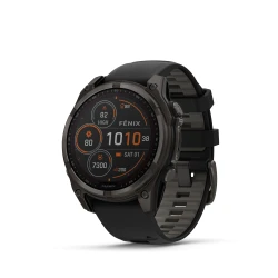 Garmin Fenix 8 - 47mm - Solar Sapphire Carbon Gray DLC Titanium z paskiem w kolorze Black/Pebble Gray [010-02906-11]