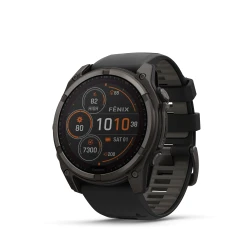 Garmin Fenix 8 - 51mm - Solar Sapphire Carbon Gray DLC Titanium z silikonowym paskiem w kolorze Black/Pebble Gray [010-02907-11]