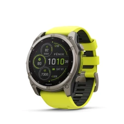 Garmin Fenix 8 - 51mm - Solar Sapphire Titanium z silikonowym paskiem w kolorze Amp Yellow/Graphite [010-02907-21]