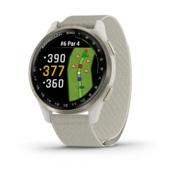 Garmin Approach S50 Aluminiowy bezel w kolorze Cream Gold z nylonowym paskiem ComforFit w kolorze Ivory [010-03010-01]