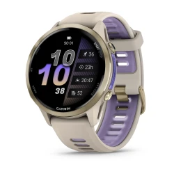 Garmin Forerunner 970 - Tytanowy w kolorze Soft Gold z kopertą w kolorze French Grey i półprzezroczystym paskiem French grey/Indygo [010-02969-12]