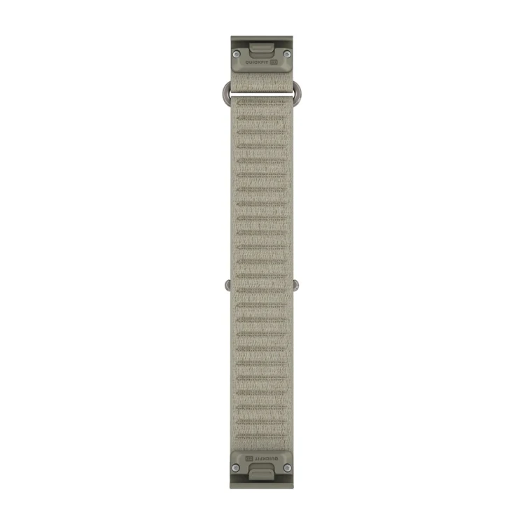 Materiałowy pasek ComfortFit o szerokości 20 mm i szybkim systemem mocowania Garmin QuickFit.