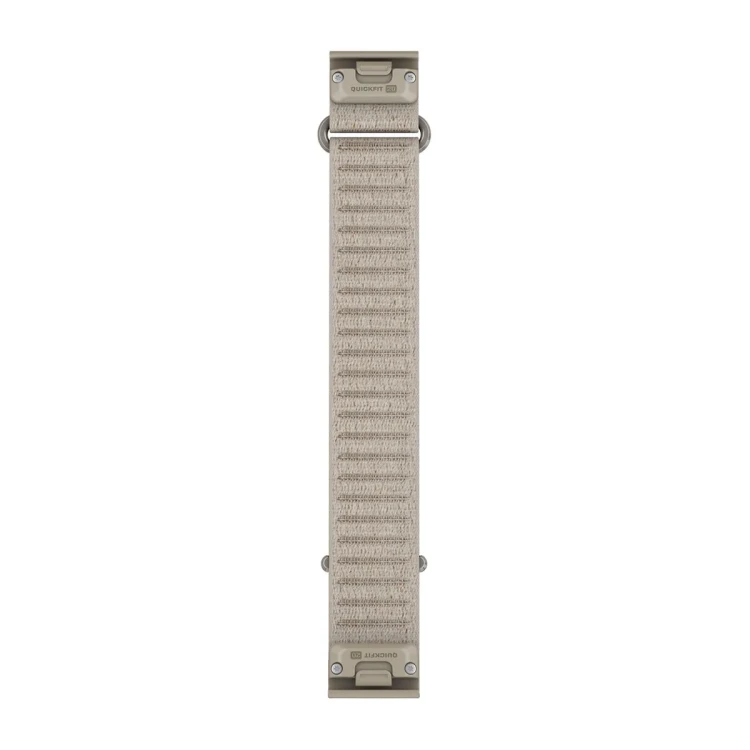 Materiałowy pasek ComfortFit o szerokości 20 mm i szybkim systemem mocowania Garmin QuickFit.