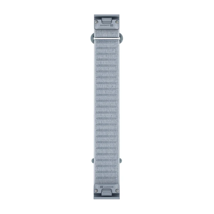 Materiałowy pasek ComfortFit o szerokości 20 mm i szybkim systemem mocowania Garmin QuickFit.