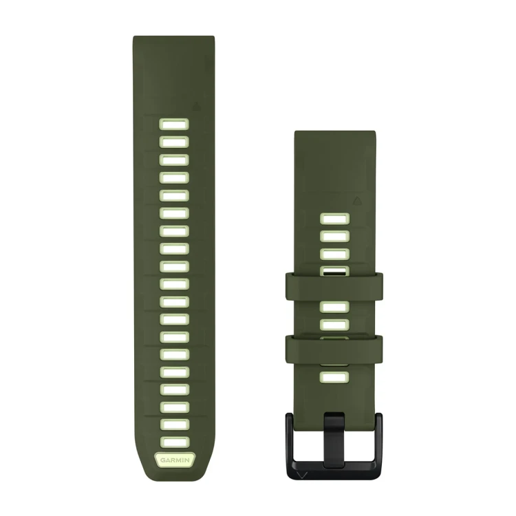 Silikonowy pasek z zapięciem o szerokości 22 mm i szybkim systemem mocowania Garmin QuickFit.