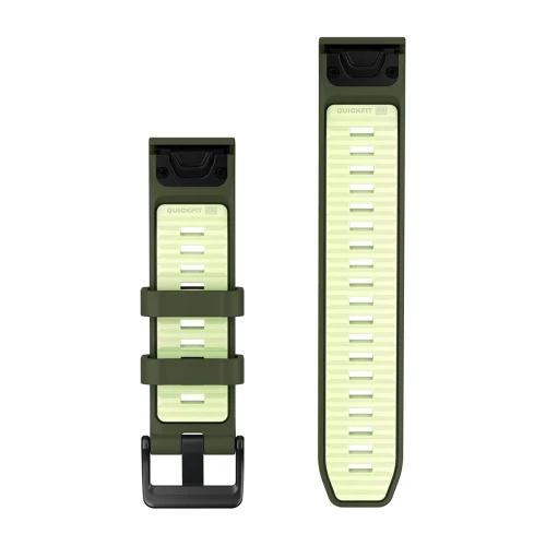 Silikonowy pasek z zapięciem o szerokości 22 mm i szybkim systemem mocowania Garmin QuickFit.