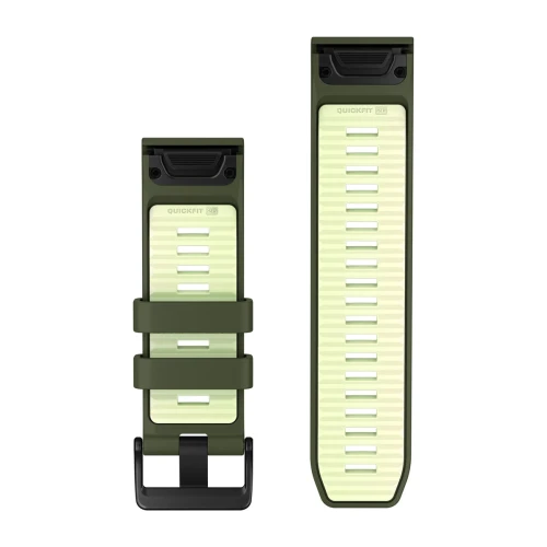 Silikonowy pasek z zapięciem o szerokości 26 mm i szybkim systemem mocowania Garmin QuickFit.