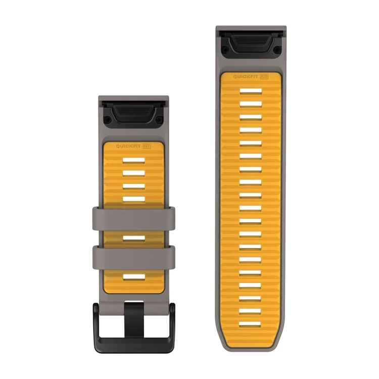 Silikonowy pasek z zapięciem o szerokości 26 mm i szybkim systemem mocowania Garmin QuickFit.