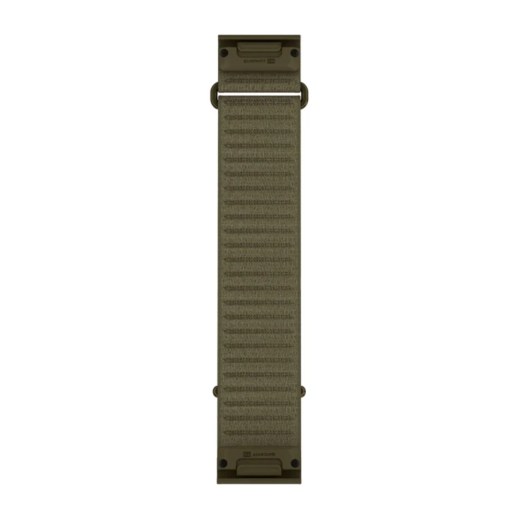 Materiałowy pasek ComfortFit o szerokości 26 mm i z szybkim systemem mocowania Garmin QuickFit.
