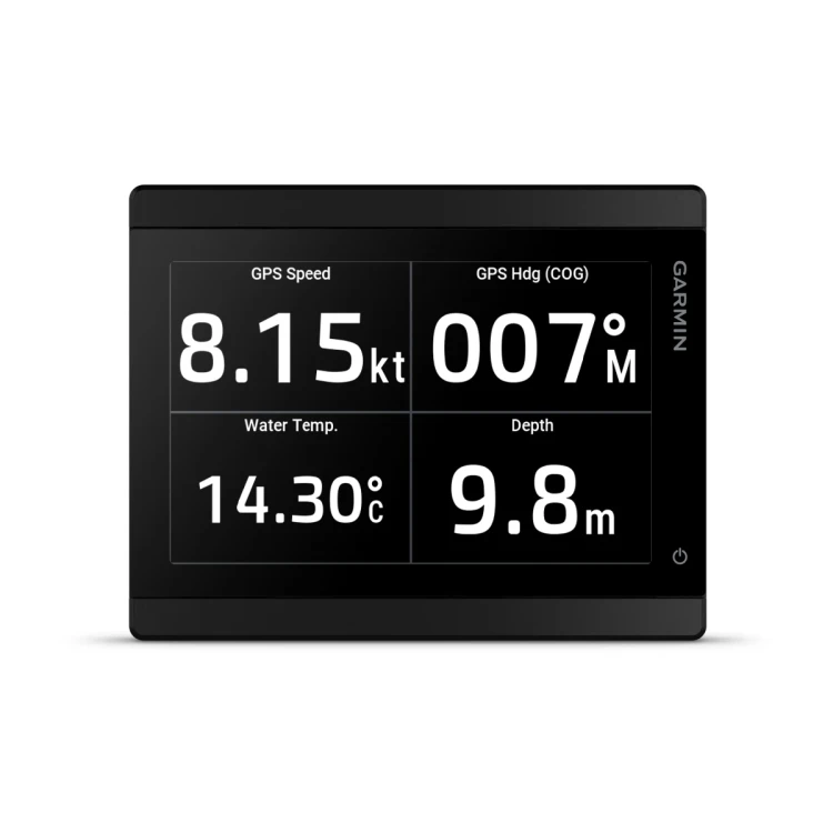 Wielofunkcyjny instrument morski z dotykowym ekranem 4,3". Śledź dane o wietrze, głębokości i prędkości dzięki NMEA 2000 i Garmin BlueNet.