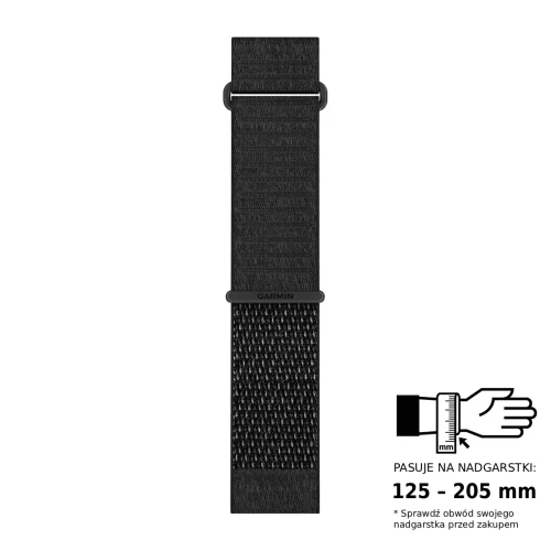 Materiałowy pasek ComfortFit o szerokości 26 mm i z szybkim systemem mocowania Garmin QuickFit.