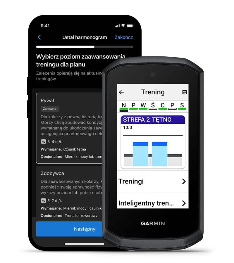 Wyświetlacz ze wskazówkami planu treningowego Garmin Coach