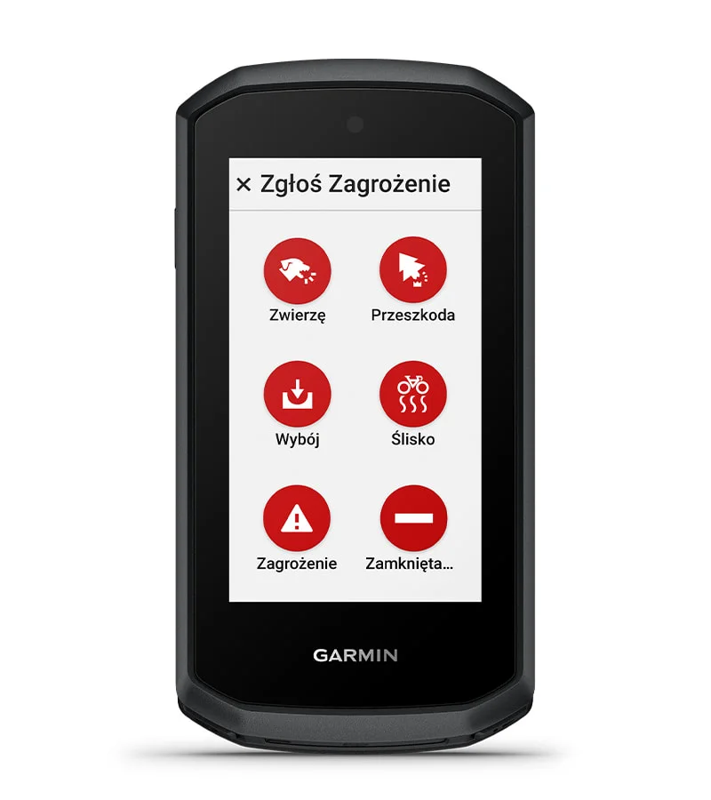 Ekran komputera z ostrzeżeniem o zagrożeniach na drodze