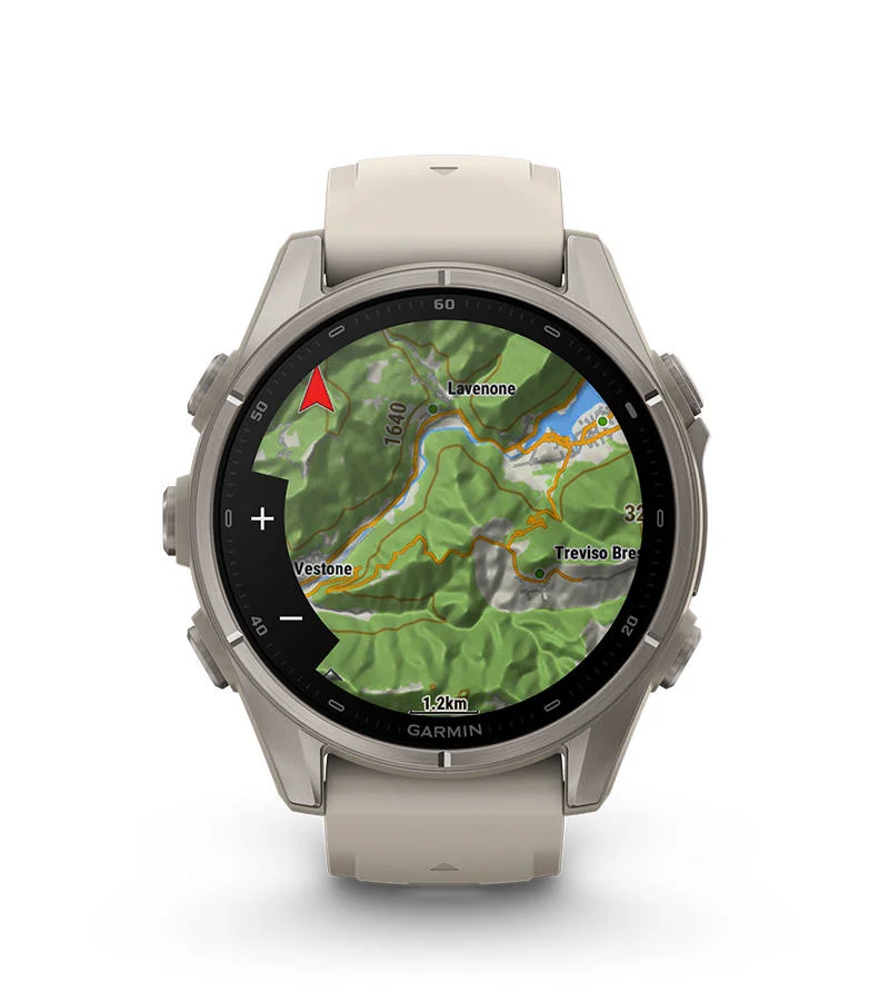 Płynne mapy TopoActive i nawigacja na ekranie smartwatcha Garmin fēnix 9