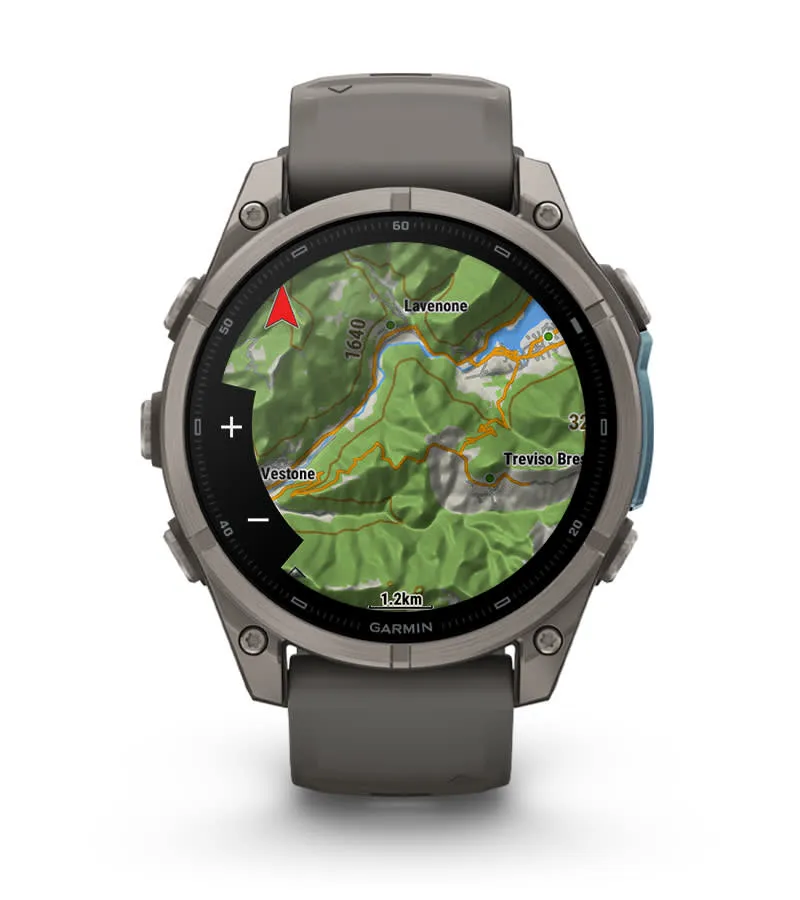 Tarcza smartwatcha z widokiem szczegółowej mapy topograficznej