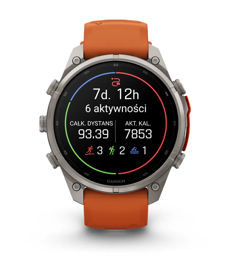 Podgląd zestawienia osiągnięć w funkcji Garmin Epic na ekranie zegarka