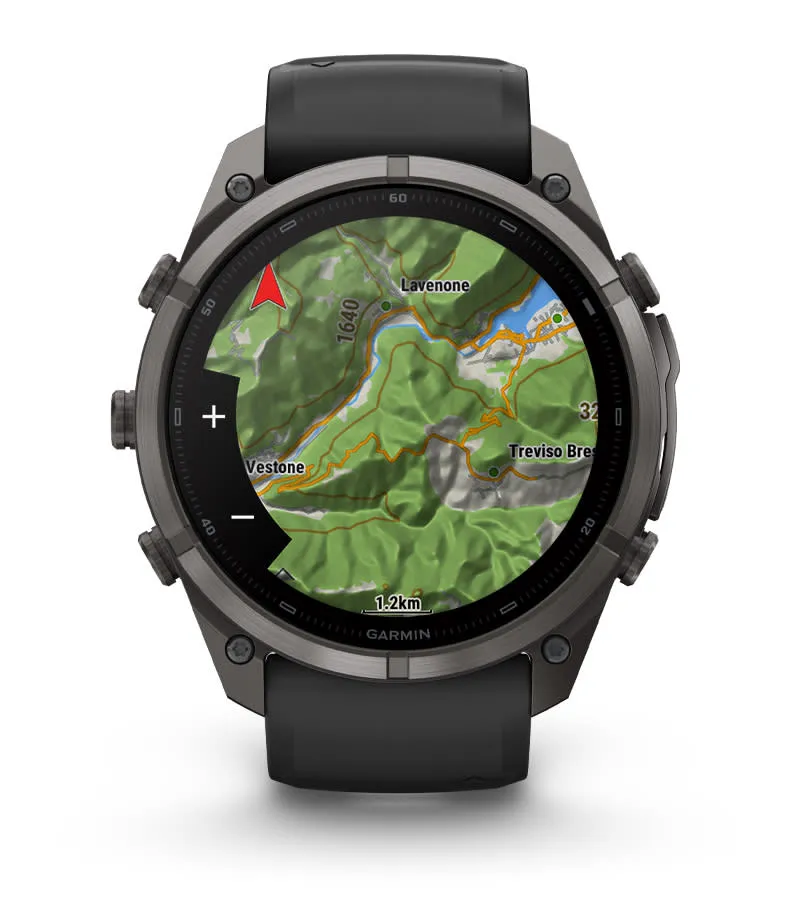 Tarcza smartwatcha z wyświetloną mapą topograficzną