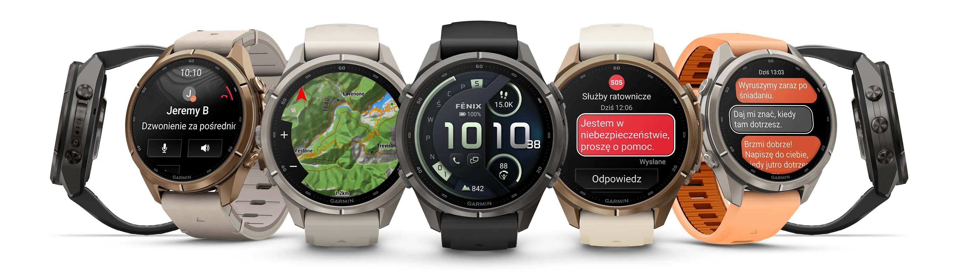 Smartwatch Garmin fēnix 9 Pro z czarnym paskiem widoczny pod kątem