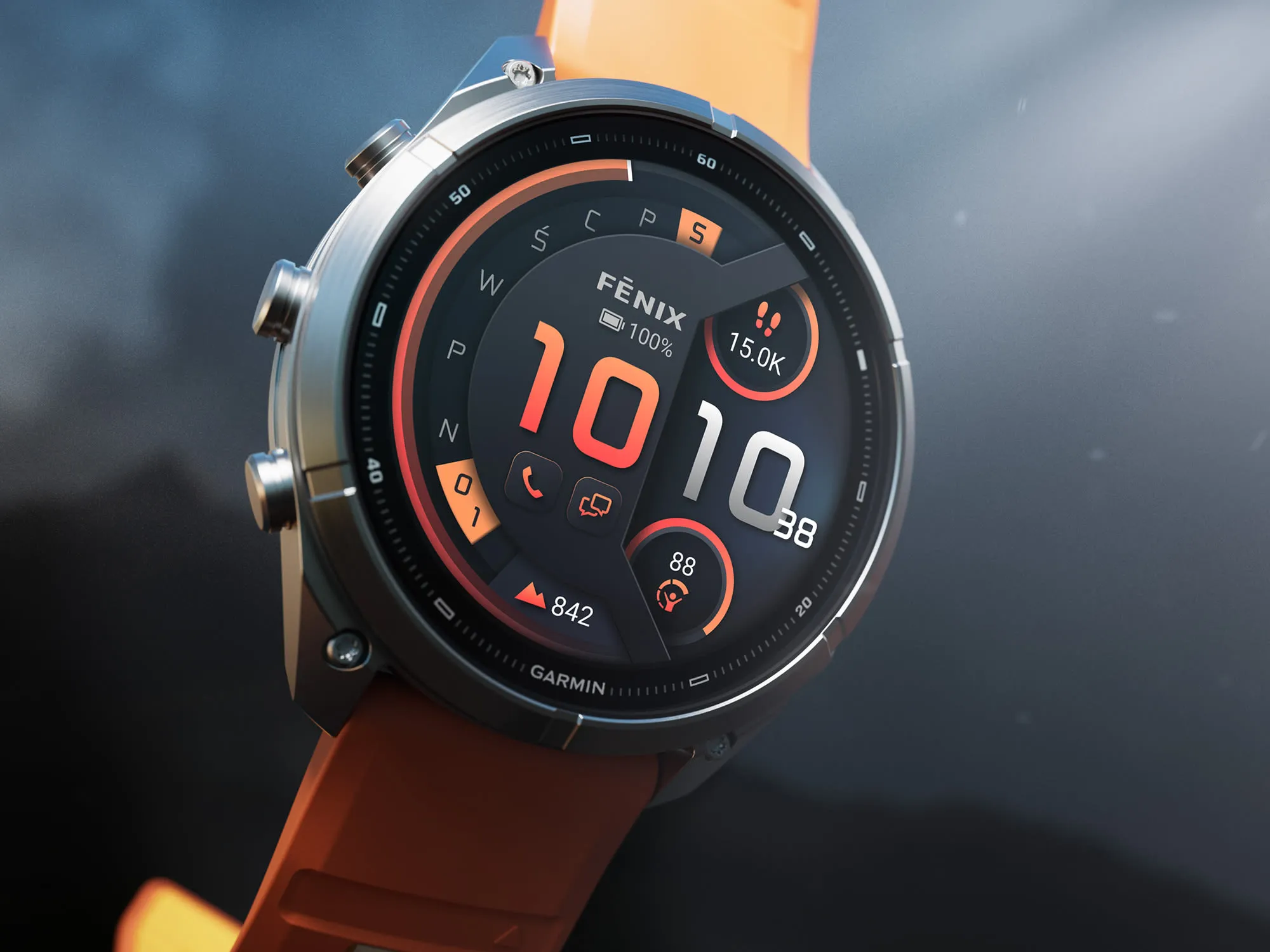Smartwatch Garmin z tytanową kopertą ujęty pod kątem