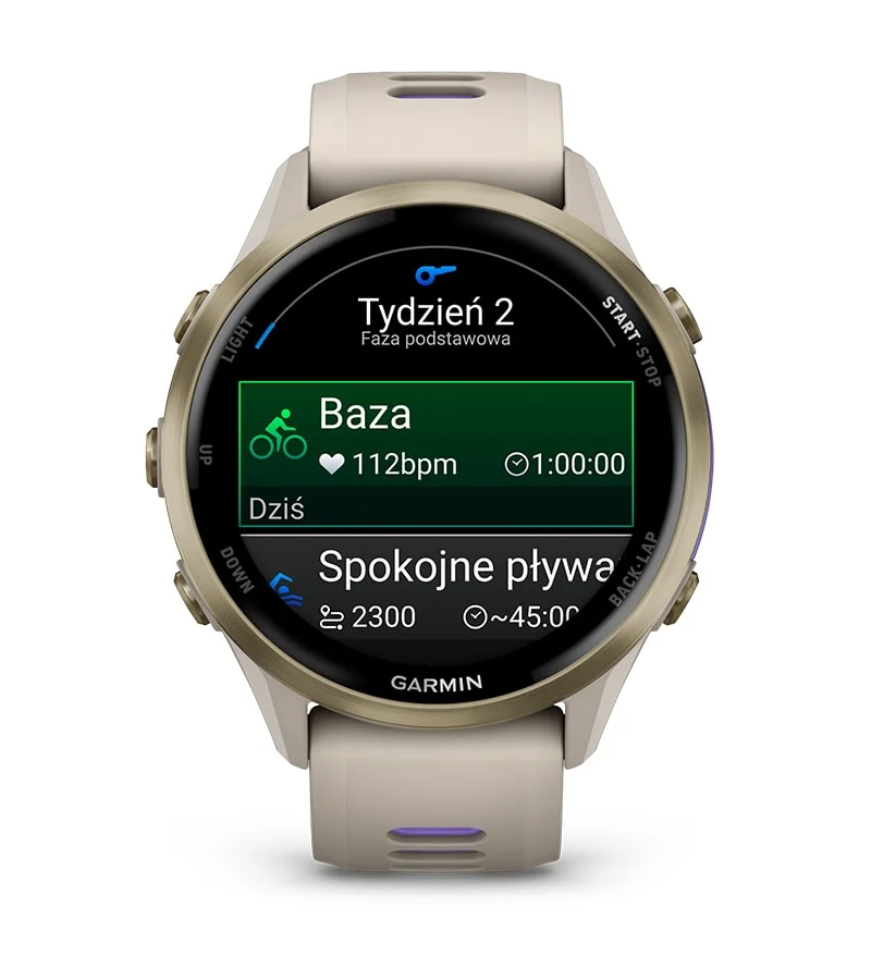 Ekran zegarka z planem treningowym Garmin Coach