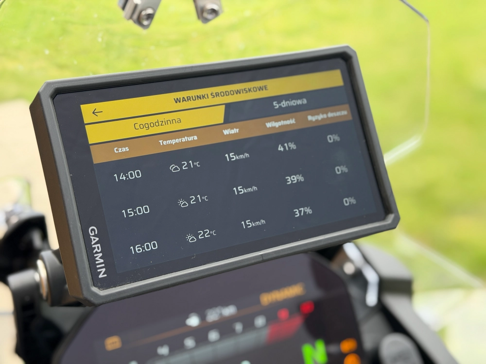 Warunki pogodowe w Garmin Performance na zūmo XT3