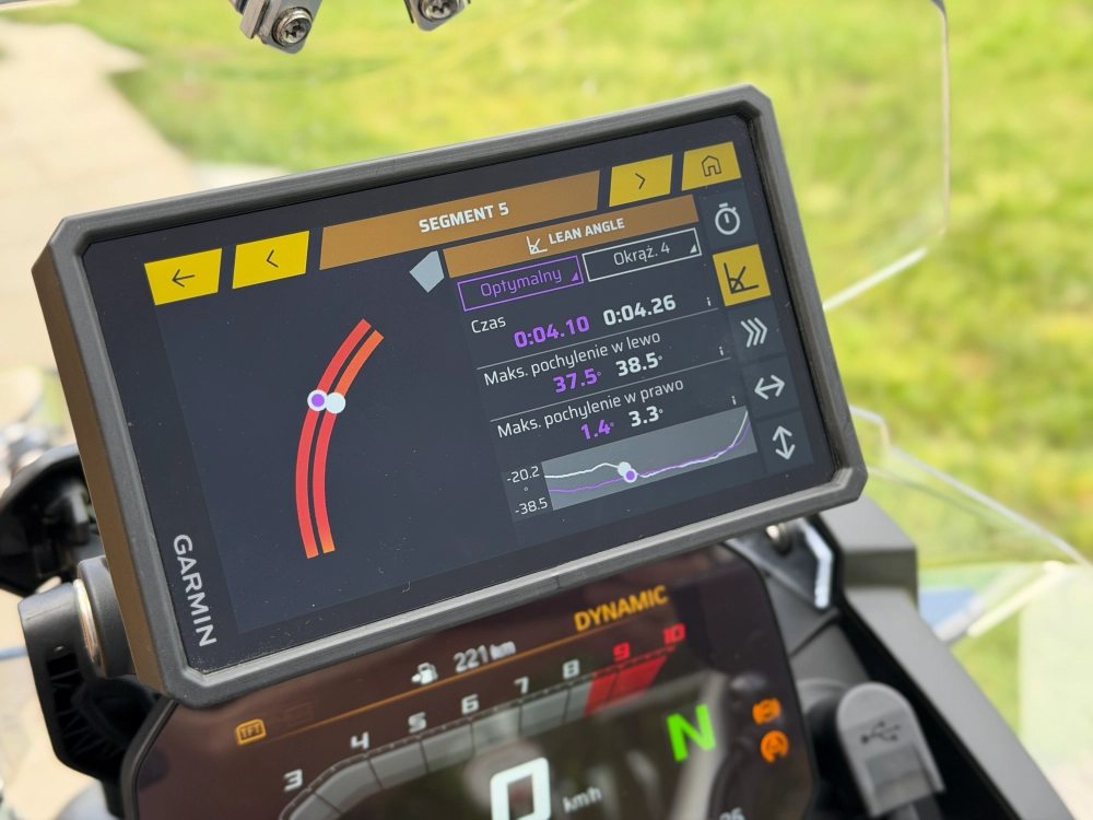 Kąt pochylenia na segmencie w Garmin Performance