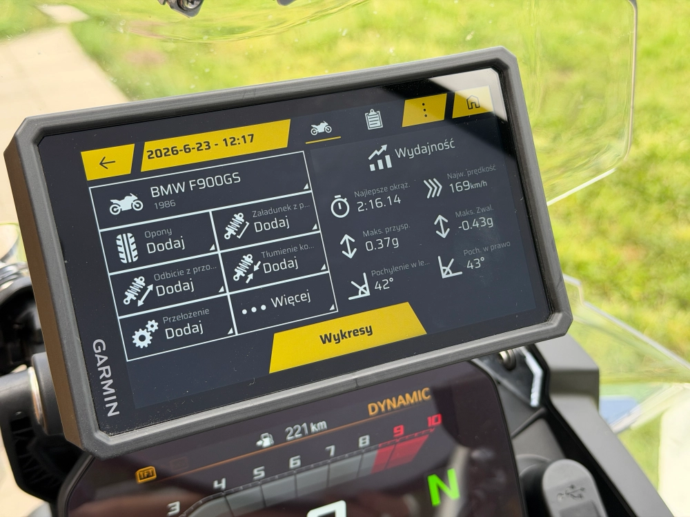 Ustawienia pojazdu w Garmin Performance na zūmo XT3