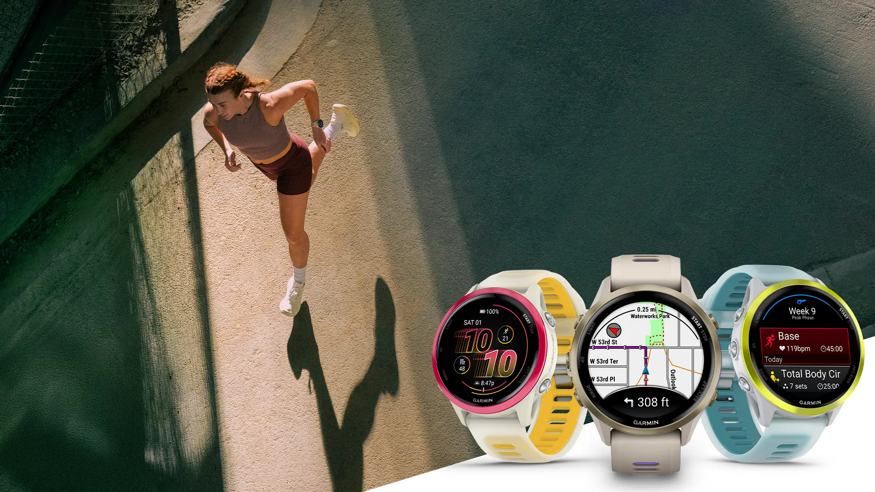 Biegaczka z zegarkiem Garmin Forerunner 970