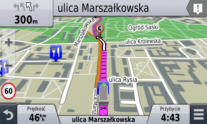 garmin dezl asystent pasa ruchu