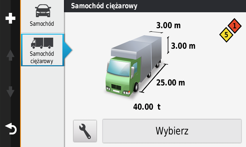 garmin dezl profil ciezarowki