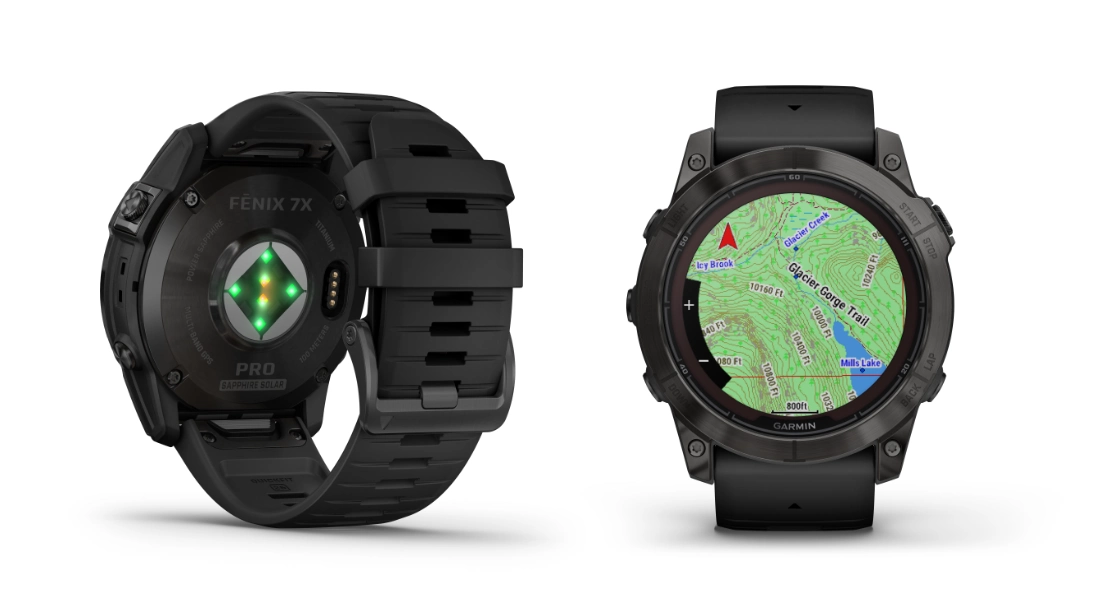 Garmin Fenix 7X Pro Sapphire - widok na czujnik tętna 