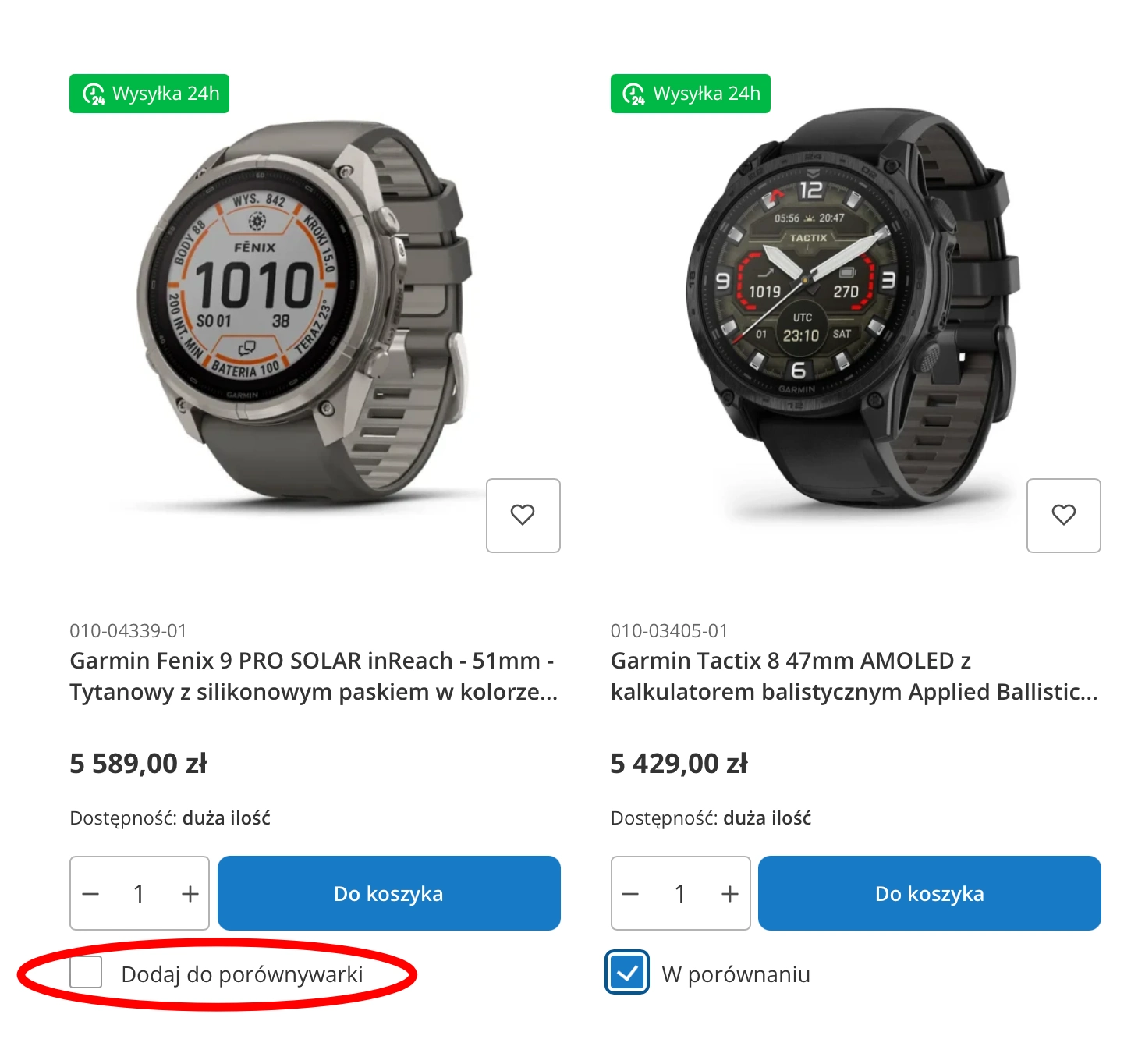 Dodaj zegarek Garmin do porównywarki